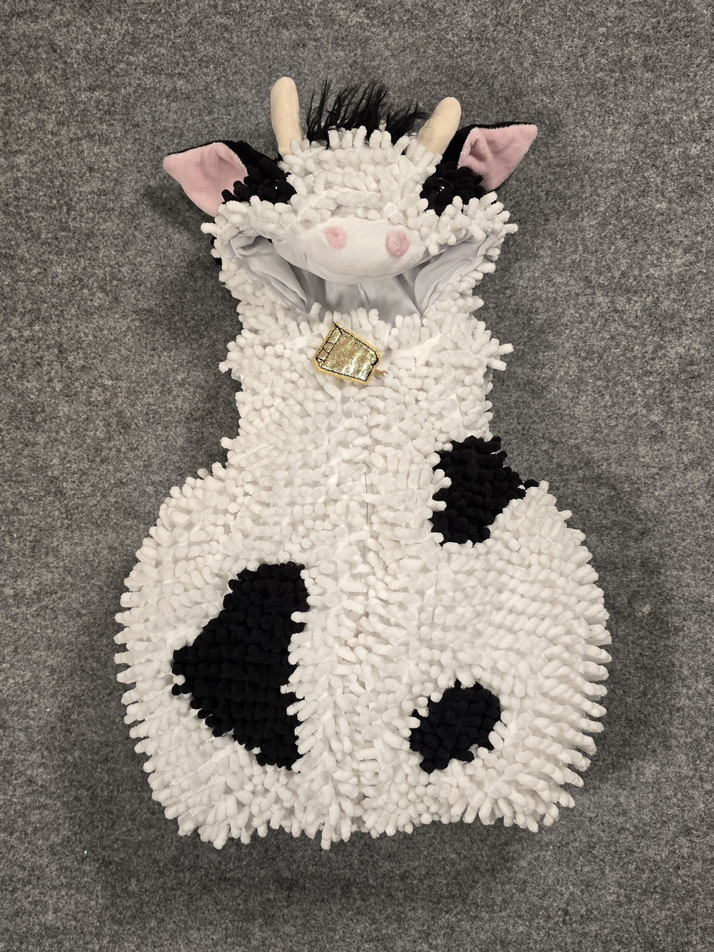 Going Wild Plush Cow Hooded  Costume - White & Black 6-9 Months